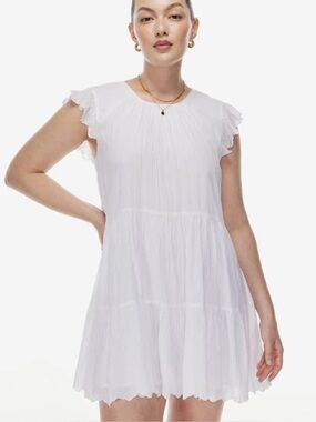 ARITZIA Wilfred Sidonie White Ruffle Sleeve Mini Dress XXS